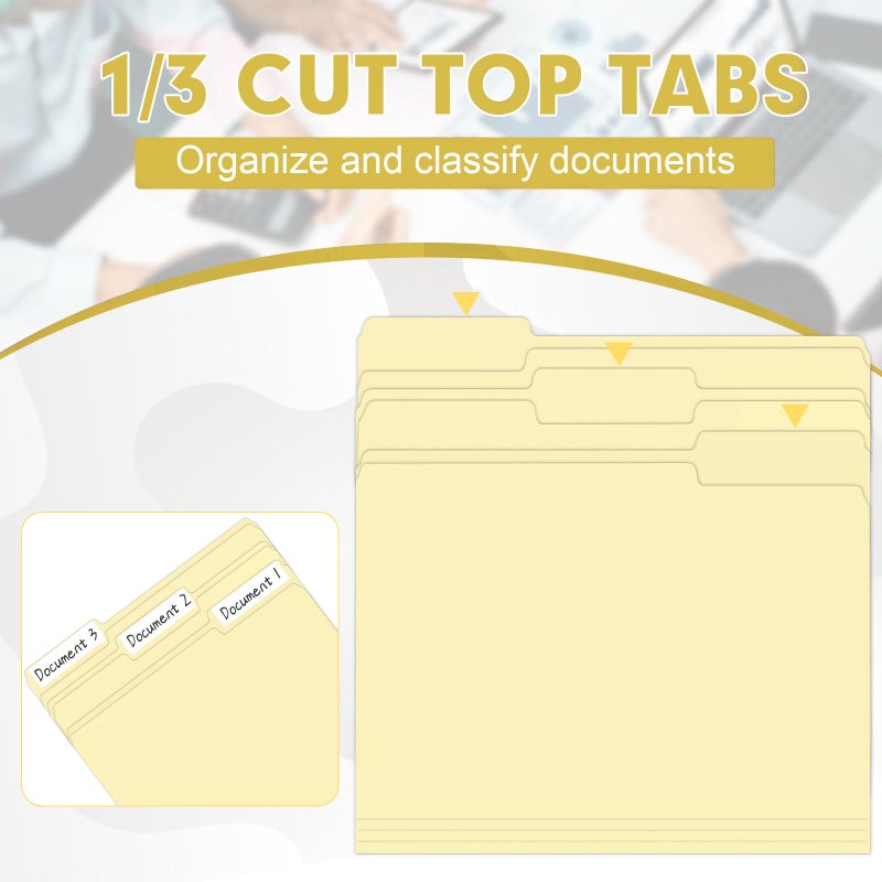HERKKA Manila Folders, HERKKA 30 Pack 1/3 Cut Tab File Folders, Manila Folders 8.5 x 11 Designed for Office and Classroom Use, Letter Size - Image 3